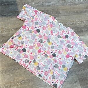 Valentines Day or Breast Cancer Awareness Colorful Scrub Top